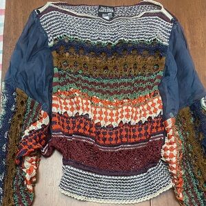 Jean Paul Gaultier Blue and White Knit Top